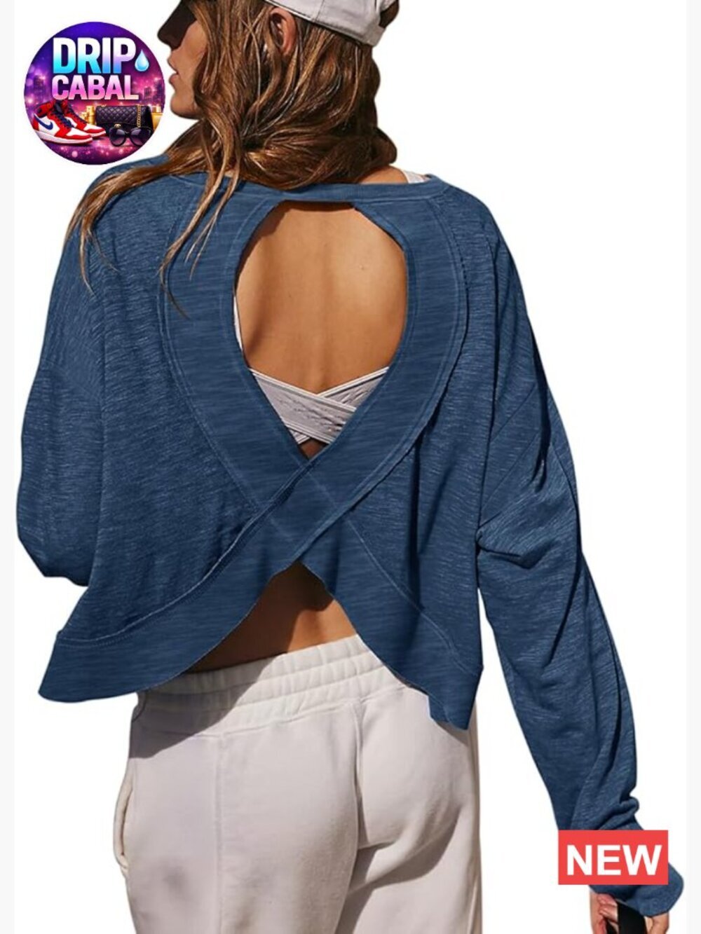 Long Sleeve Open Back Workout Top Boat Neck Athletic Yoga Tee